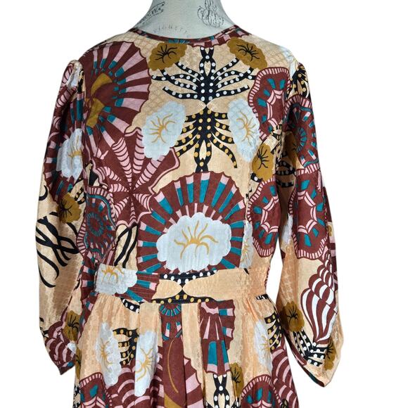 Scotch & Soda Sun Ray Dress Womens Medium Long Sleeve Printed Fit Flare - Picture 2 of 12